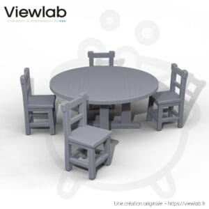 La Table Ronde & ses 4 Chaises