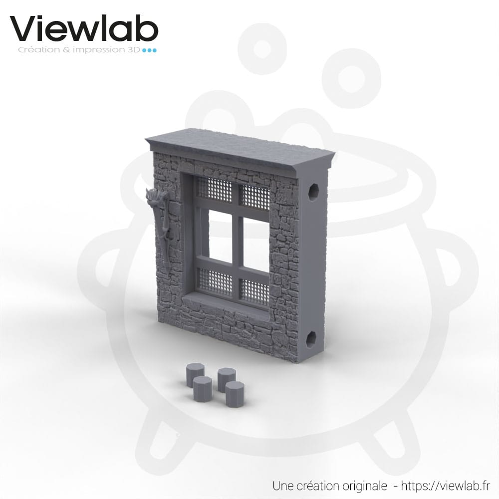 Mur de pierre auberge fenetre 50 mm 1 torche gauche