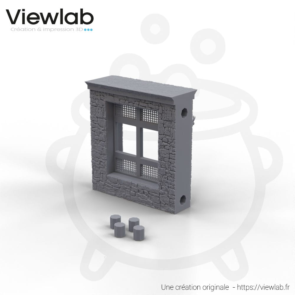 Mur de pierre auberge fenetre 50 mm 1 torche gauche – Image 2